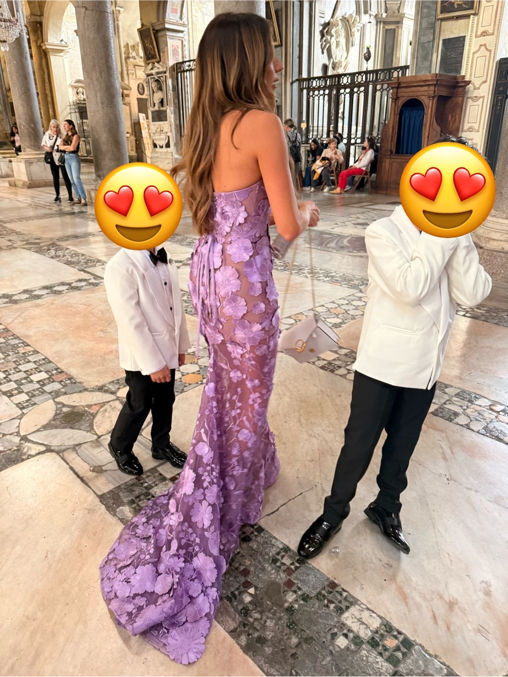 Bronx and Banco Lavender Strapless Floral Appliqué Gown - Picture 5 of 5